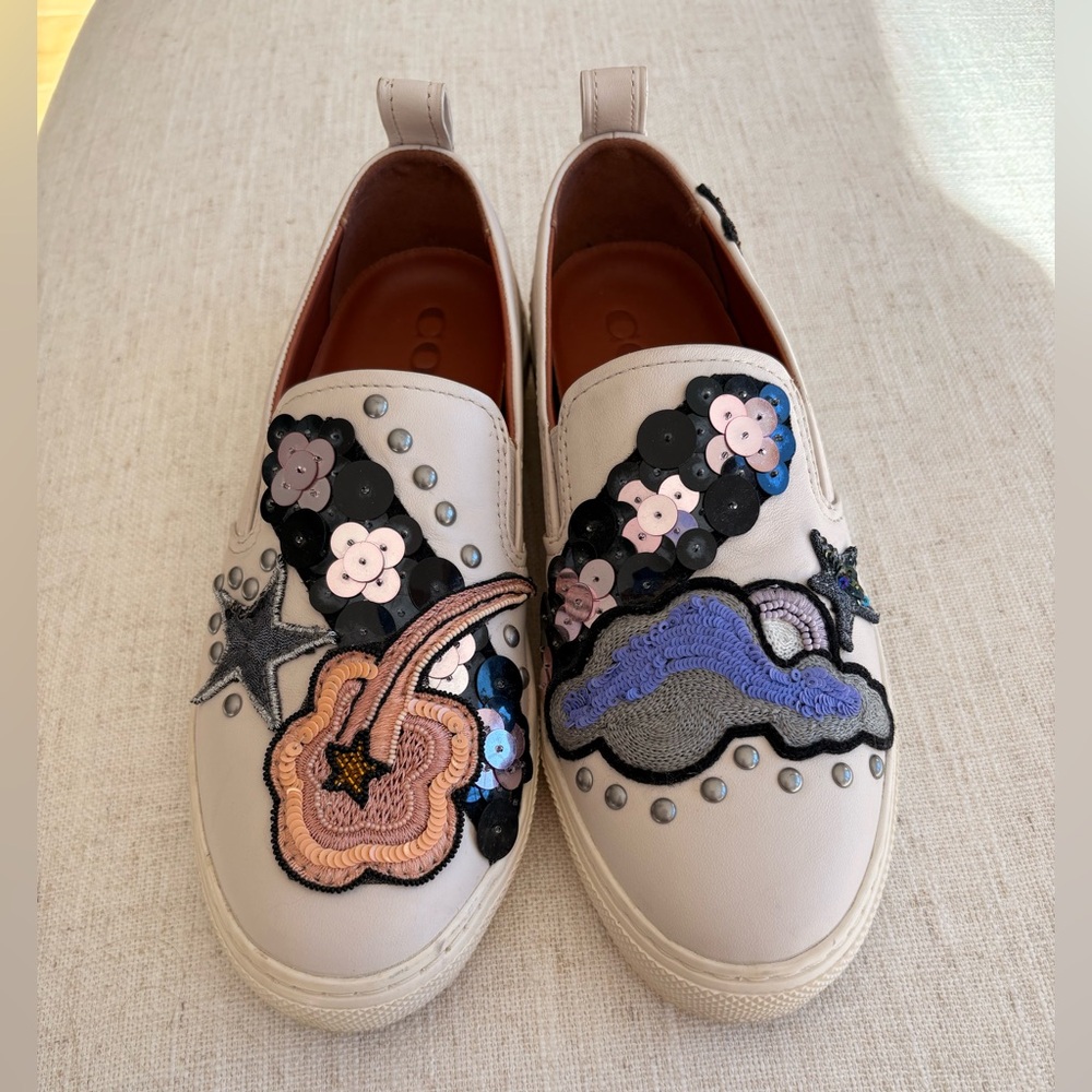 Coach Floral Embellished Slip-On Sneakers